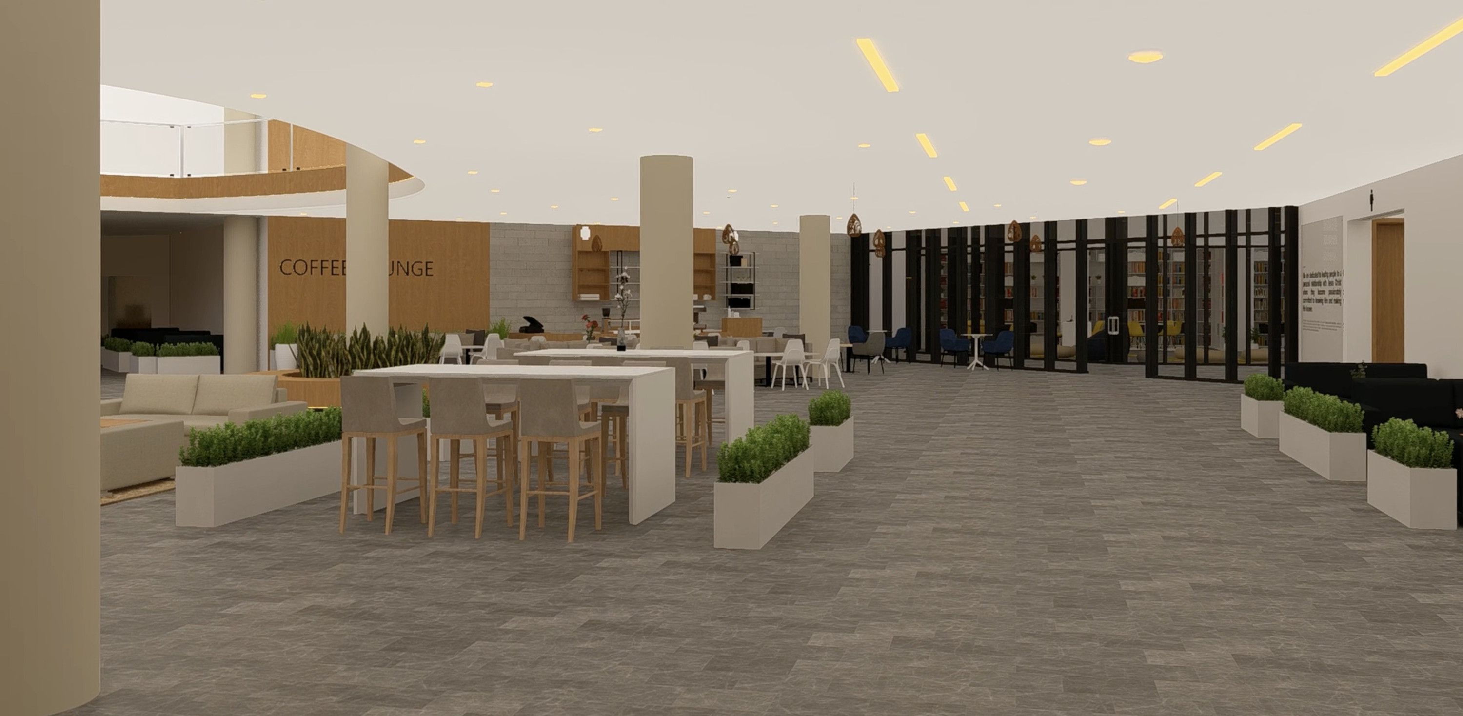 Rendering of the planned lobby and coffee shop