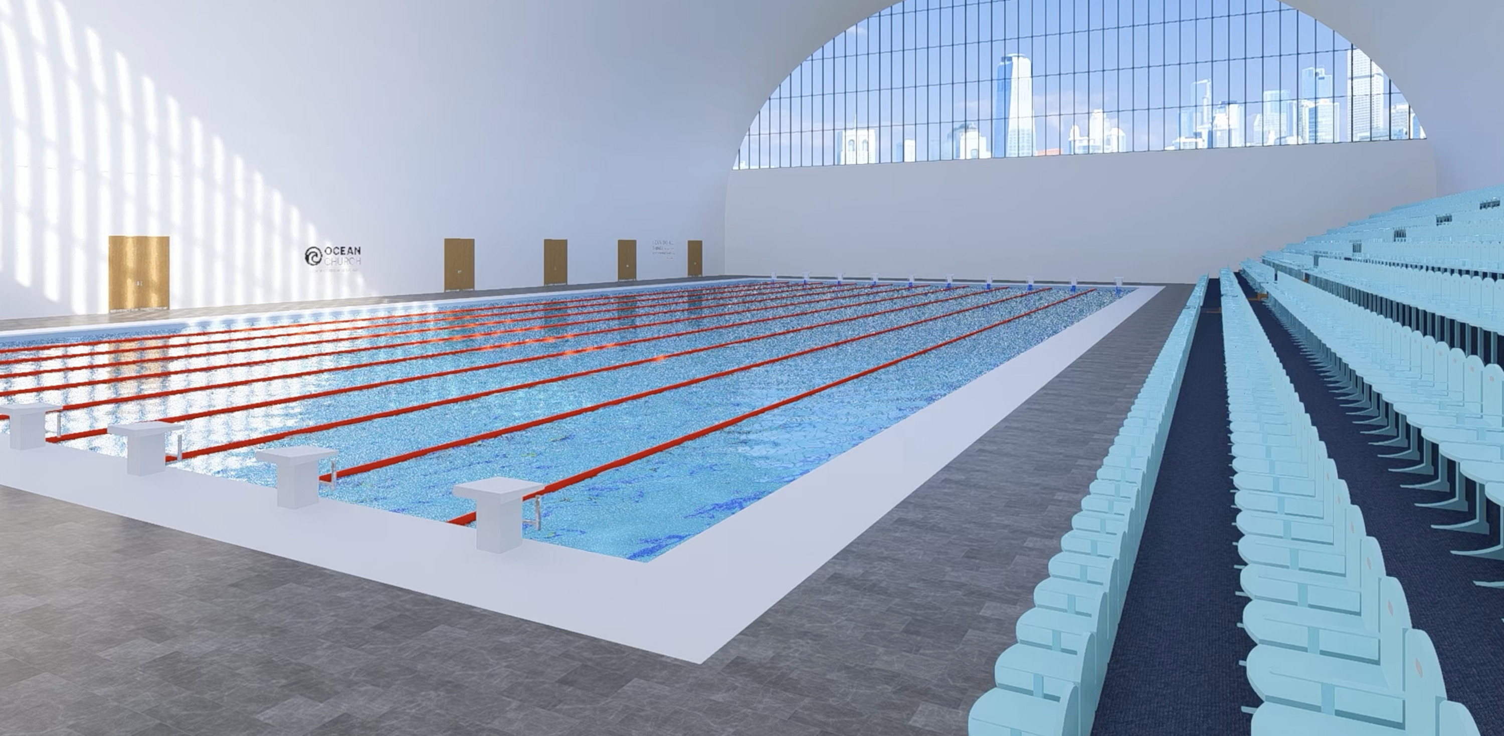 Rendering of the planned community centre pool